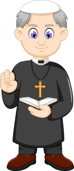 Cartoon christian priest — Stock Vector