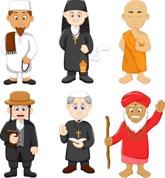 Colección de dibujos animados líder religioso — Vector de stock