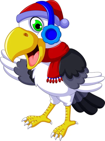 Funny cockatoo cartoon listening music — Stock Vector