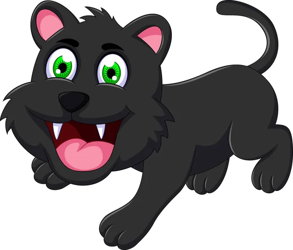 Bonito preto gato desenhos animados — Vetor de Stock
