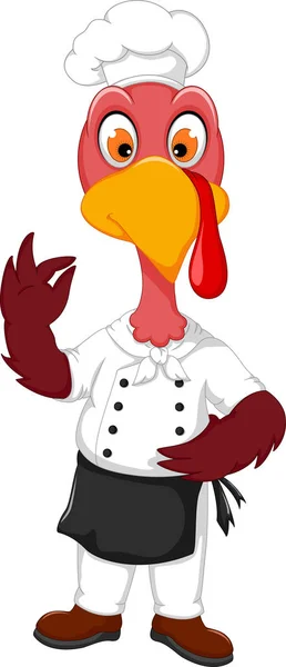 Engraçado Turquia Chef desenho animado apontando — Fotografia de Stock