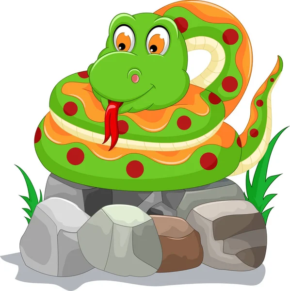 Милий мультфільм змії на камені — стокове фото