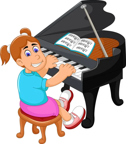 Rolig tjej cartoon spela piano — Stockfoto