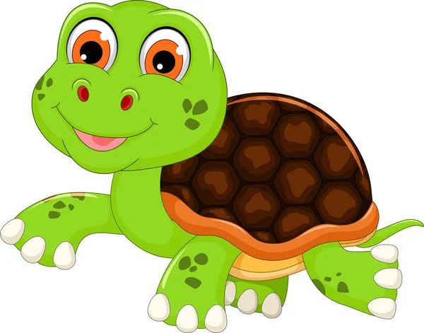 Carino bambino tartaruga cartone animato a piedi — Vettoriale Stock