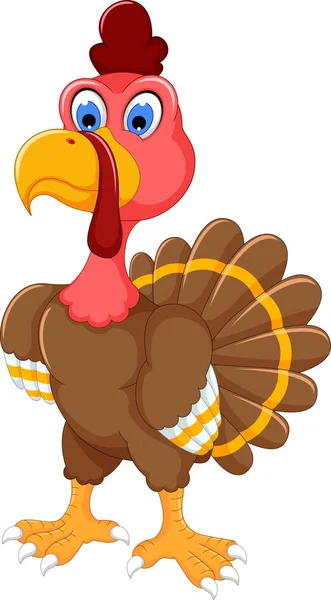 Cute turkey cartoon posing — Stock Vector