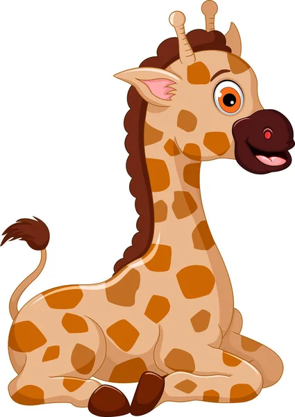 可爱的长颈鹿卡通微笑 — 图库矢量图片