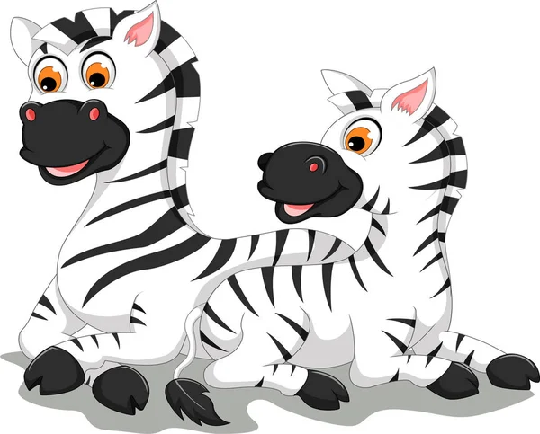 Grappige zebra cartoon met haar baby — Stockfoto