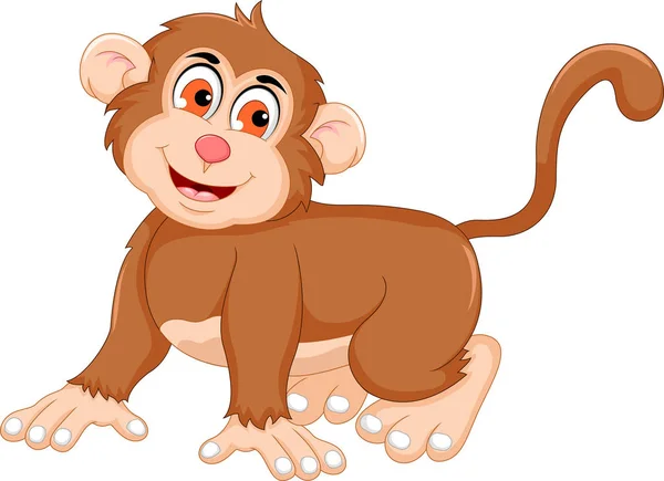 귀여운 원숭이 만화 포즈 — 스톡 벡터