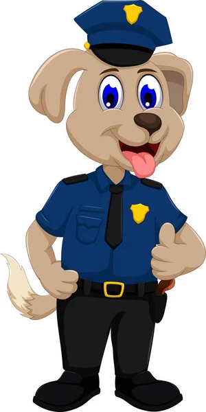 Lindo policía perro dibujos animados pulgar hacia arriba —  Fotos de Stock