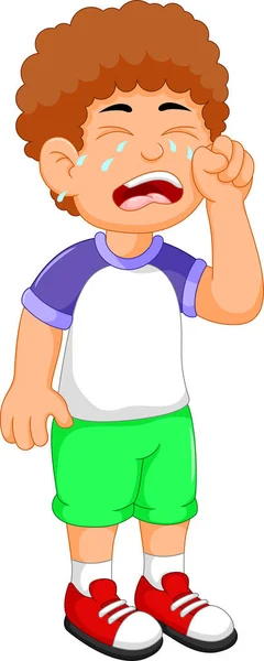 Schattige kleine jongen cartoon huilen — Stockfoto