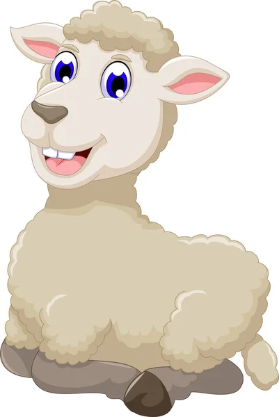 Χαριτωμένα πρόβατα γελοιογραφία χαμογελώντας — Διανυσματικό Αρχείο