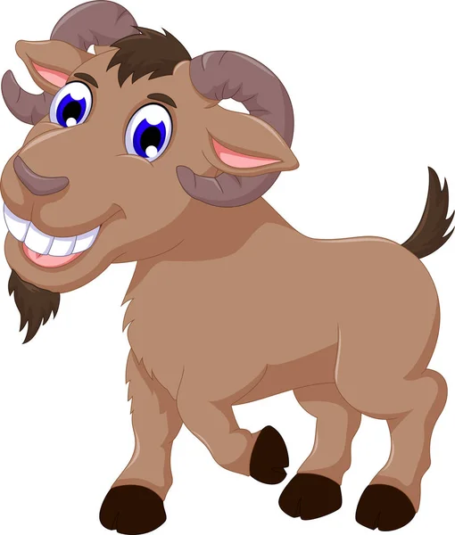 Mignon chèvre dessin animé sourire regarder caméra — Image vectorielle
