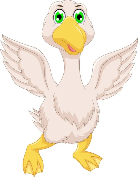 Cute goose cartoon flying — Stock Vector