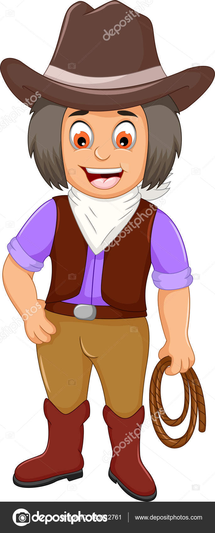 Funny cowboy cartoon holding a rope Stock Photo by ©starlight789 143812761