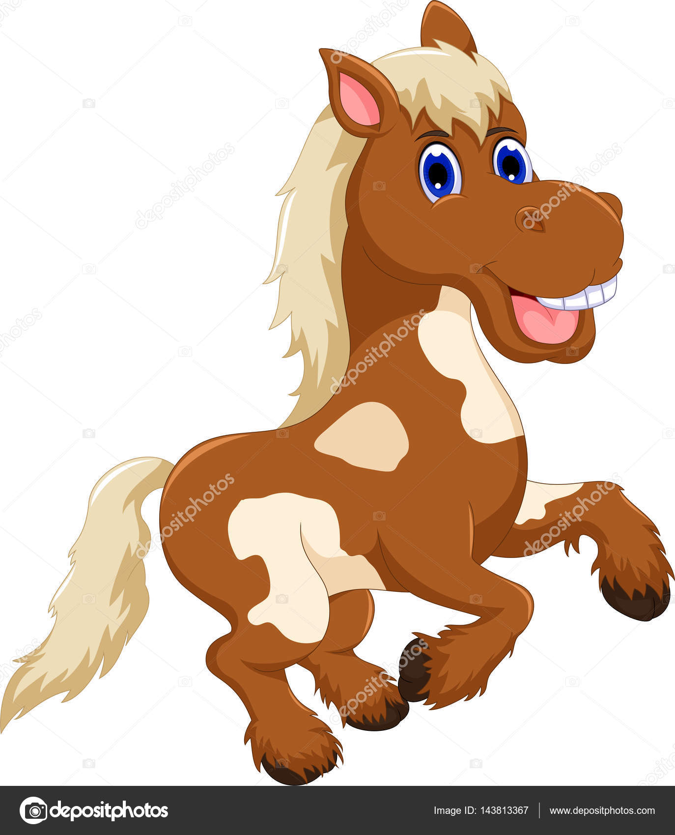 Engraçado cavalo desenho animado pulando Ilustração por ©starlight789  #143813367