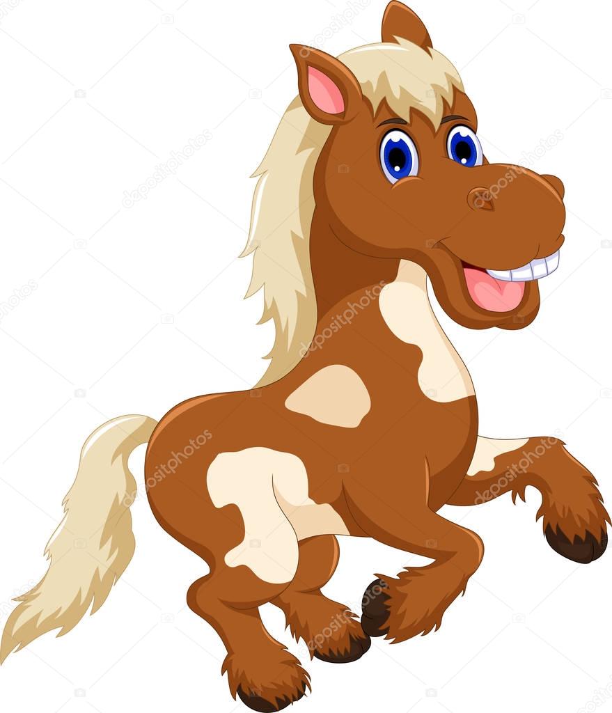 funny horse cartoon jumping