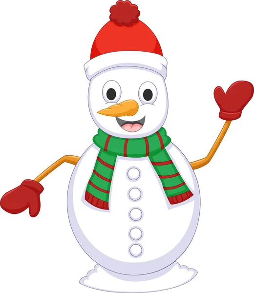 Cute snowman cartoon posing — Stock Vector