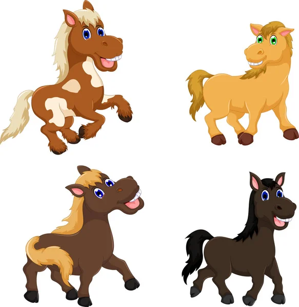 Collection of cute horse cartoon — Stock Vector