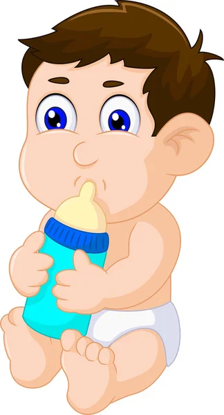 Niedliche Baby-Junge-Karikatur sitzt mit Schnuller — Stockvektor