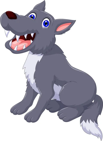 Cute wolf cartoon posing — Stock Photo, Image