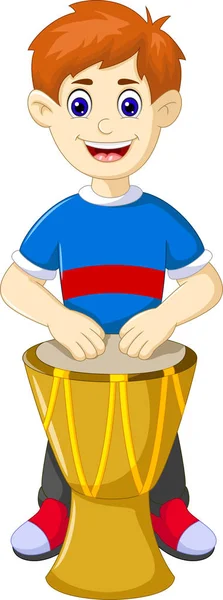 Легкий хлопчик грає на барабані мультфільм — стоковий вектор