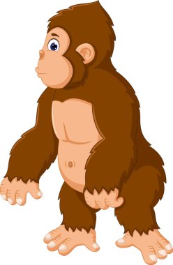 poz ile şirin kahverengi orangutan karikatür ayakta bakmak