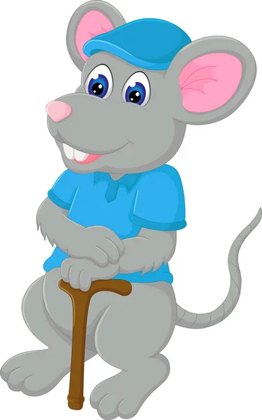 Αστεία ποντίκι καρτούν μόνιμης χρήσης ραβδί με χαμόγελο — Διανυσματικό Αρχείο
