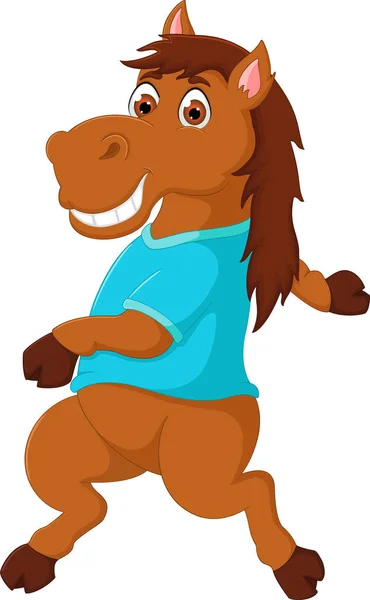 Happy horse kreslený tančí se štěstím — Stockový vektor
