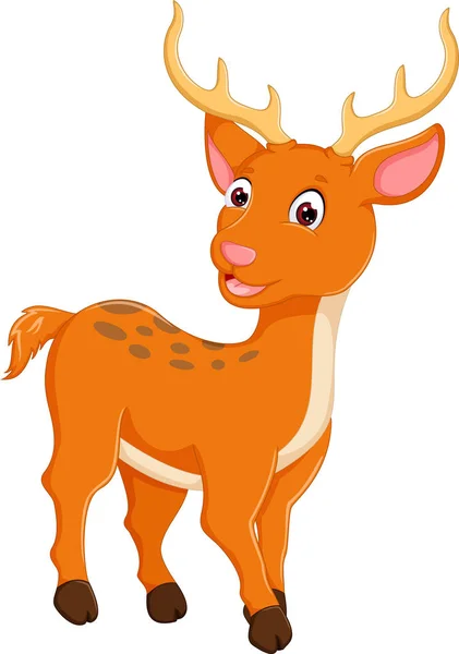 Cute deer cartoon look up with laughing — Stock Vector