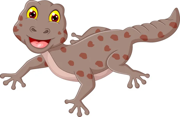 Funny gecko cartoon walking with smile face — Stock Vector