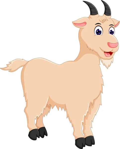 Desenho animado de cabra engraçado de pé com sorriso —  Vetores de Stock