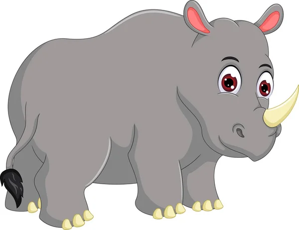 Сильный карикатура носорога стоя с улыбкой — стоковый вектор