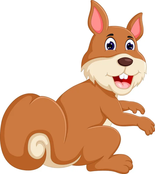 Divertente scoiattolo cartone animato con sorridente — Vettoriale Stock