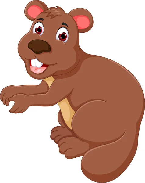 Divertido marmota de dibujos animados sonriendo — Vector de stock