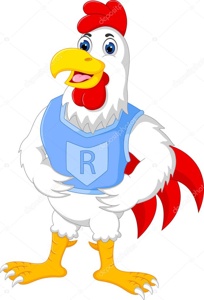 funny chicken cartoon standing with smile