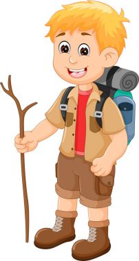 Yakışıklı kamp karikatür giderken