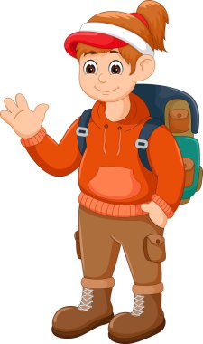 Tırmanma karikatür giderken sevimli kız