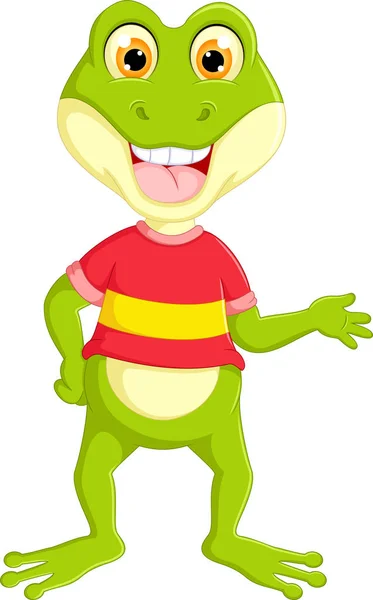 Funny frog with waving hand — Stock Vector