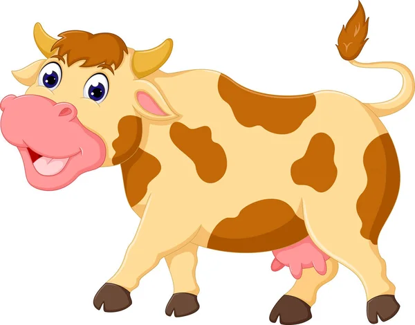 Desenhos animados engraçados de vaca com rindo — Vetor de Stock