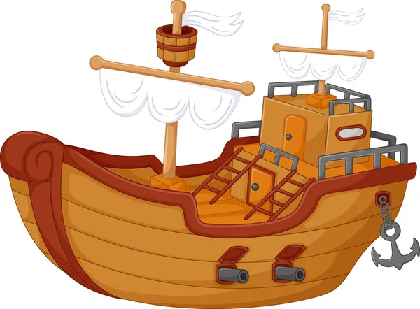 Yacht antico cartone animato — Vettoriale Stock