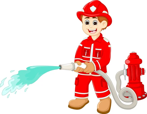 Boy wearing Firefighter cartoon — Stock Vector