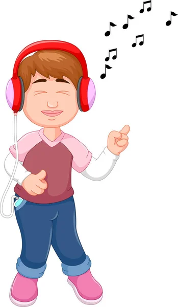 Lustige Cartoon-Leute hören Musik — Stockvektor