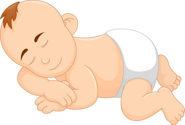 Lindo bebé sueño dibujos animados — Vector de stock