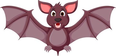 komik yarasa karikatür gülümseyerek poz ve sallayarak 