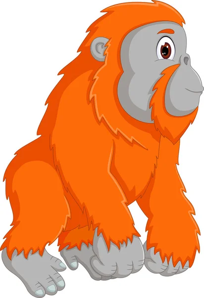 Schattige oranje gorilla cartoon poseren met glimlach — Stockfoto