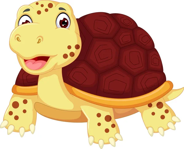 Mignonne tortue dessin animé posinig avec sourire — Photo