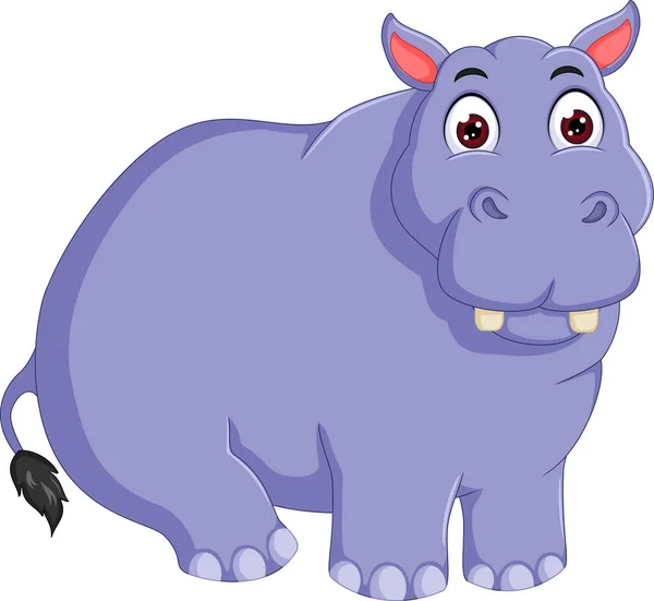 Lindo hipopótamo dibujos animados de pie con sonrisa —  Fotos de Stock