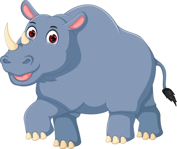 Carino rinoceronte cartone animato a piedi con sorriso — Foto Stock