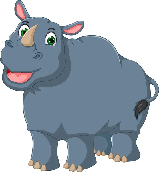 Rolig noshörning tecknad poserar med skratt — Stockfoto