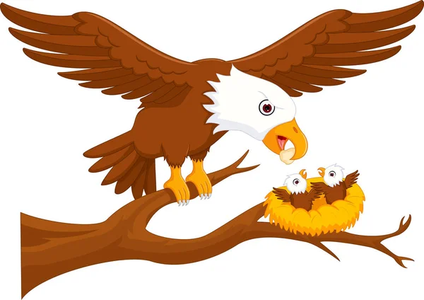 Heureux famille de l'aigle dessin animé arbre — Photo